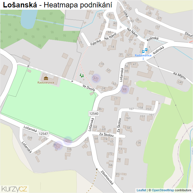 Mapa Lošanská - Firmy v ulici.