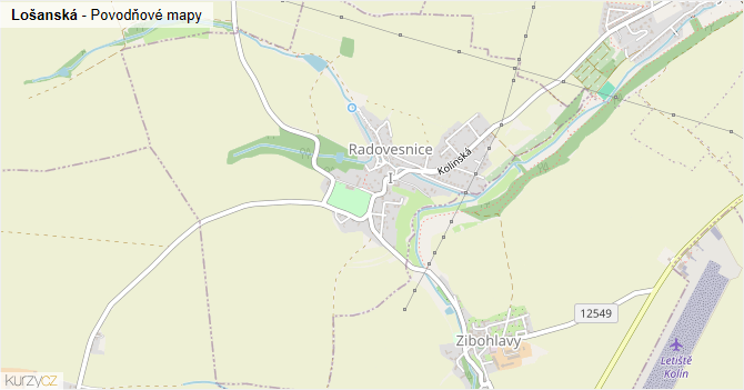 Lošanská - záplavové mapy stoleté vody