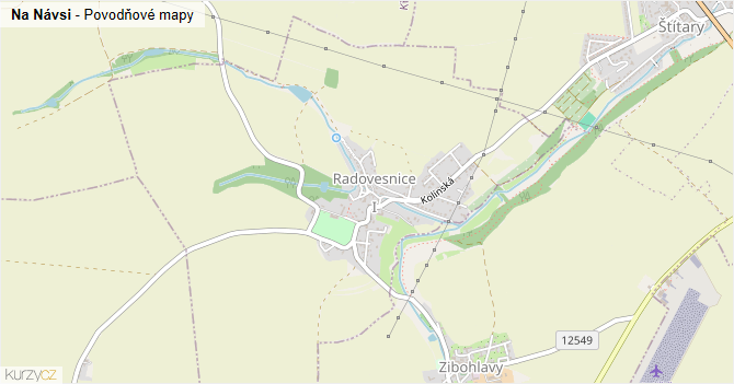 Na Návsi - záplavové mapy stoleté vody