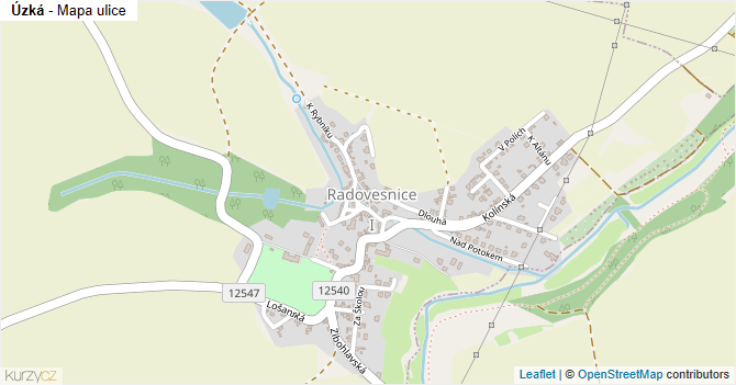 Úzká - mapa ulice