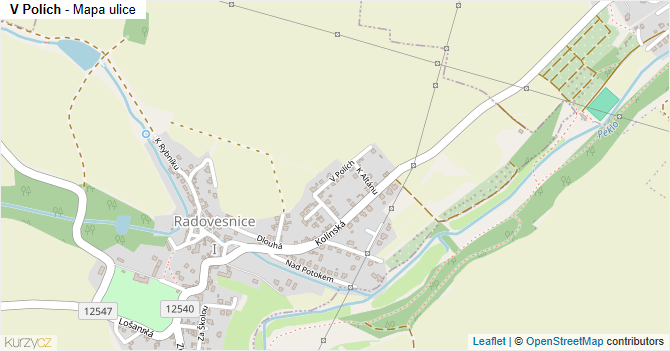 V Polích - mapa ulice