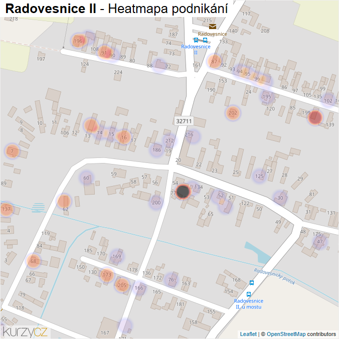 Mapa Radovesnice II - Firmy v části obce.