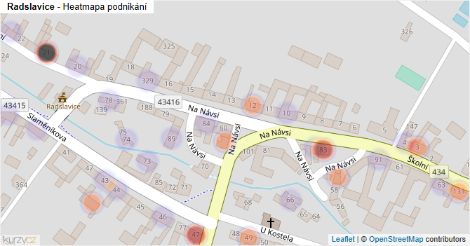 Radslavice - mapa podnikání