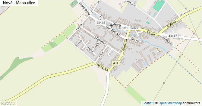 Nová - mapa ulice