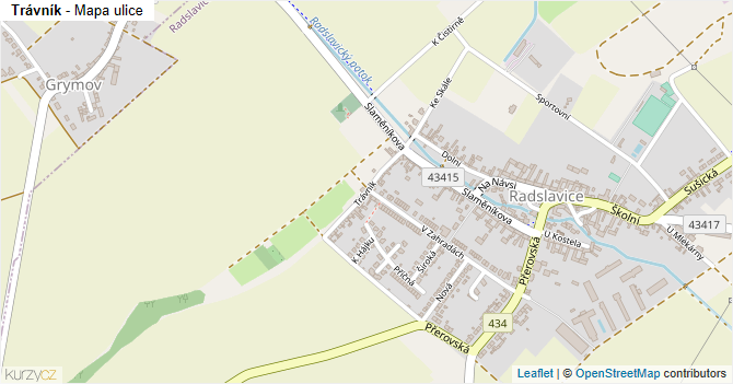 Trávník - mapa ulice