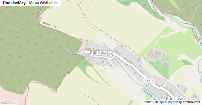 Radslavičky - mapa části obce
