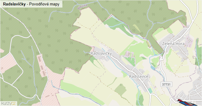 Radslavičky - záplavové mapy stoleté vody