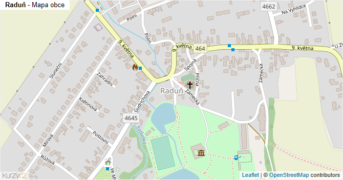 Raduň - mapa obce