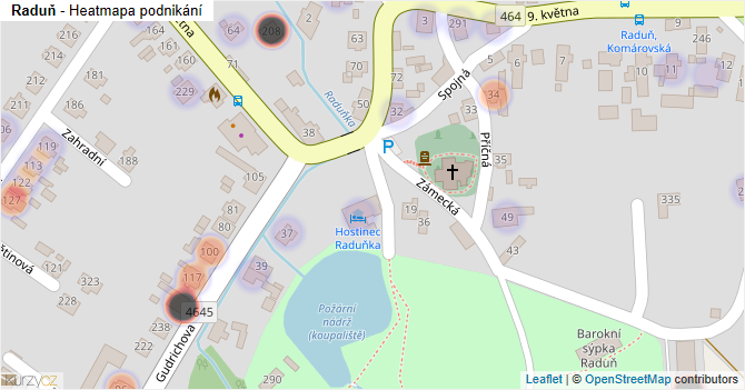 Raduň - mapa podnikání