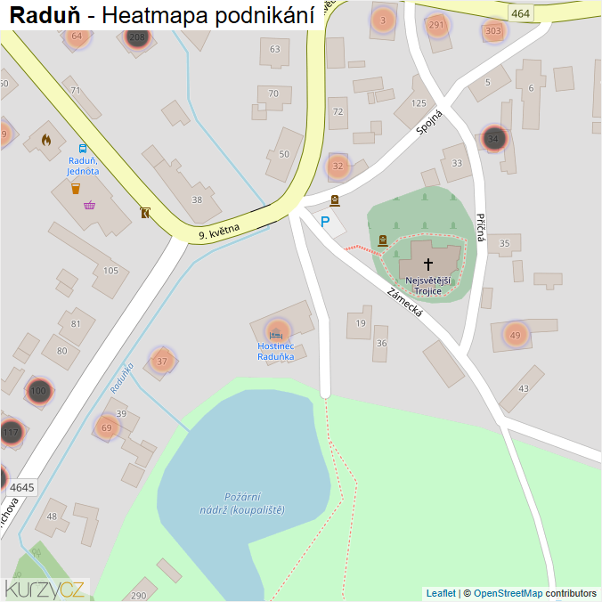 Mapa Raduň - Firmy v obci.