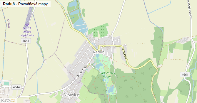 Raduň - záplavové mapy stoleté vody