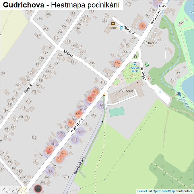 Mapa Gudrichova - Firmy v ulici.
