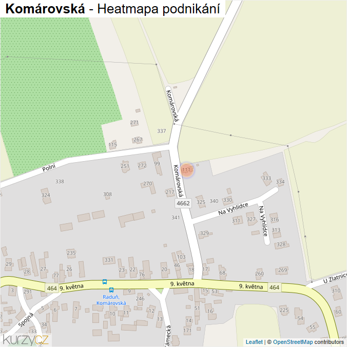 Mapa Komárovská - Firmy v ulici.