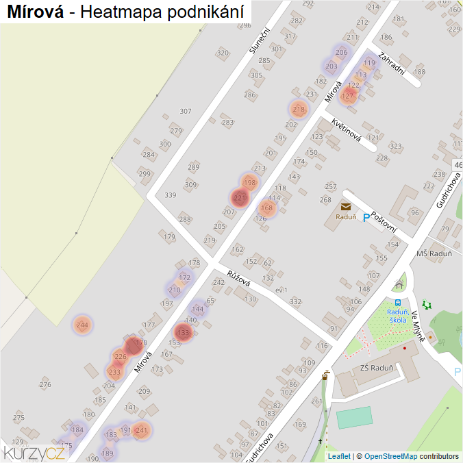 Mapa Mírová - Firmy v ulici.