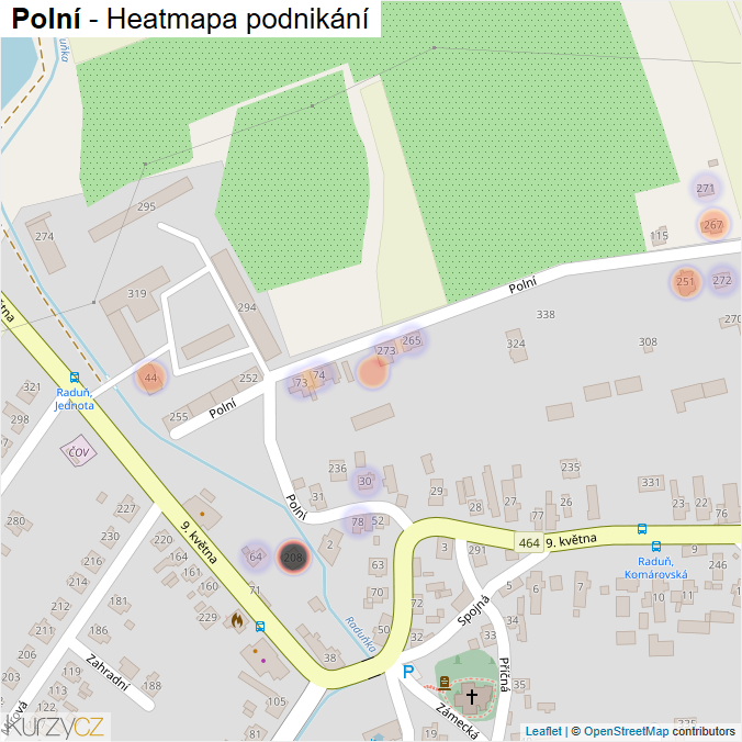 Mapa Polní - Firmy v ulici.