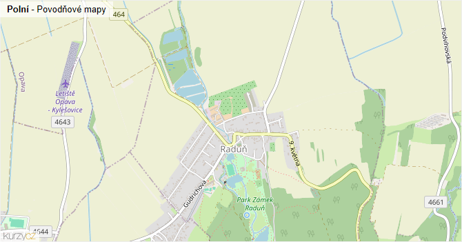 Polní - záplavové mapy stoleté vody