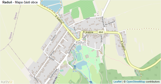 Raduň - mapa části obce
