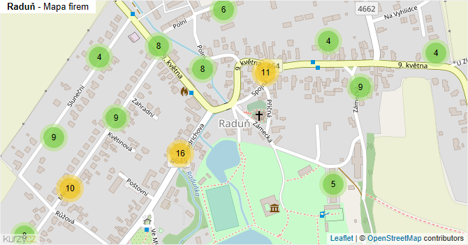 Raduň - mapa firem