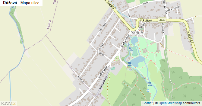 Růžová - mapa ulice