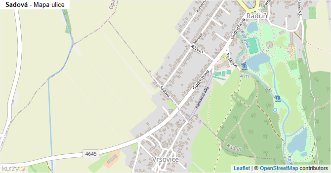 Sadová - mapa ulice