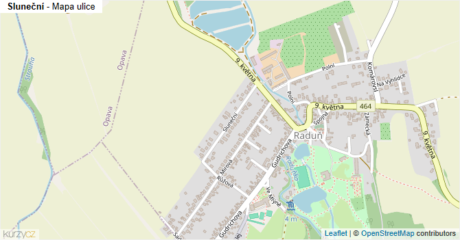 Sluneční - mapa ulice