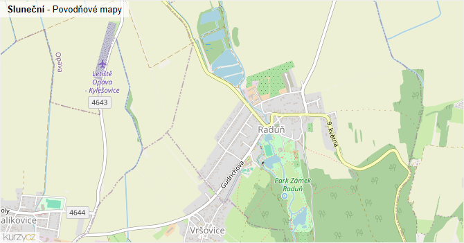 Sluneční - záplavové mapy stoleté vody