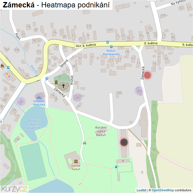 Mapa Zámecká - Firmy v ulici.
