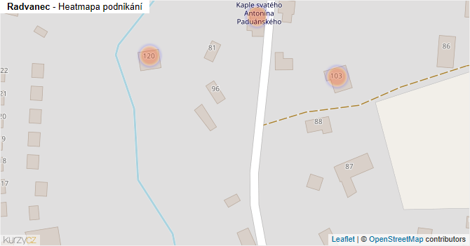 Radvanec - mapa podnikání