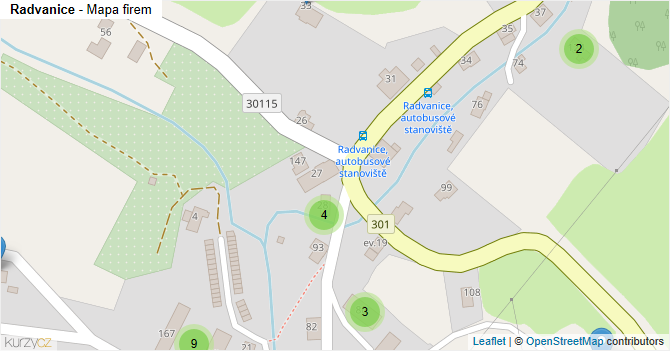 Radvanice - mapa firem