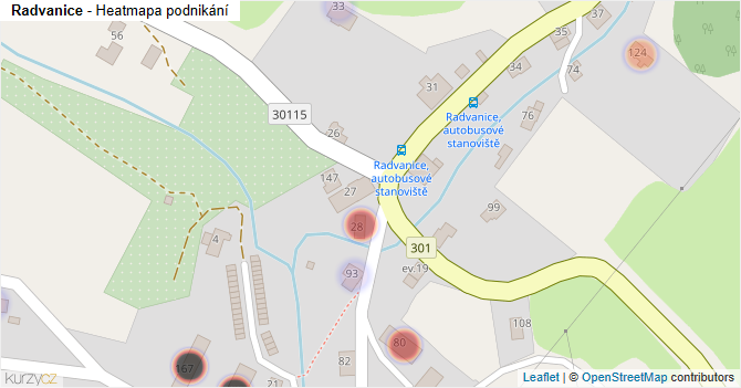 Radvanice - mapa podnikání