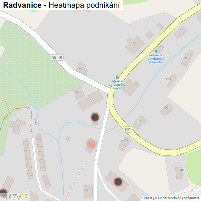 Mapa Radvanice - Firmy v obci.