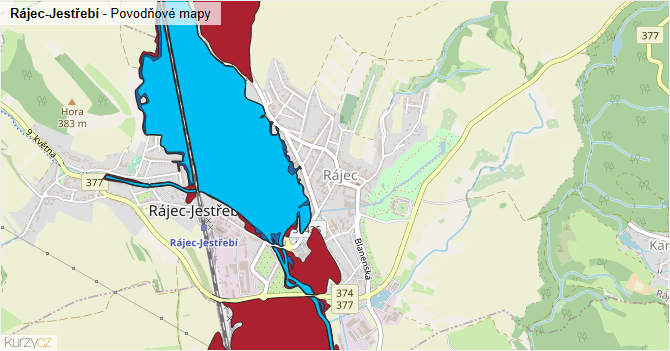 Rájec-Jestřebí - záplavové mapy stoleté vody