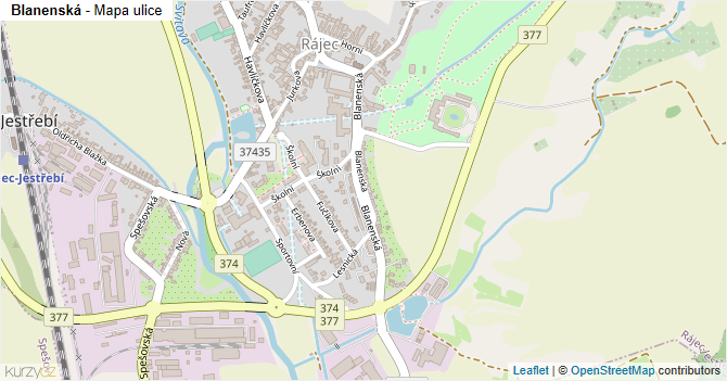 Blanenská - mapa ulice