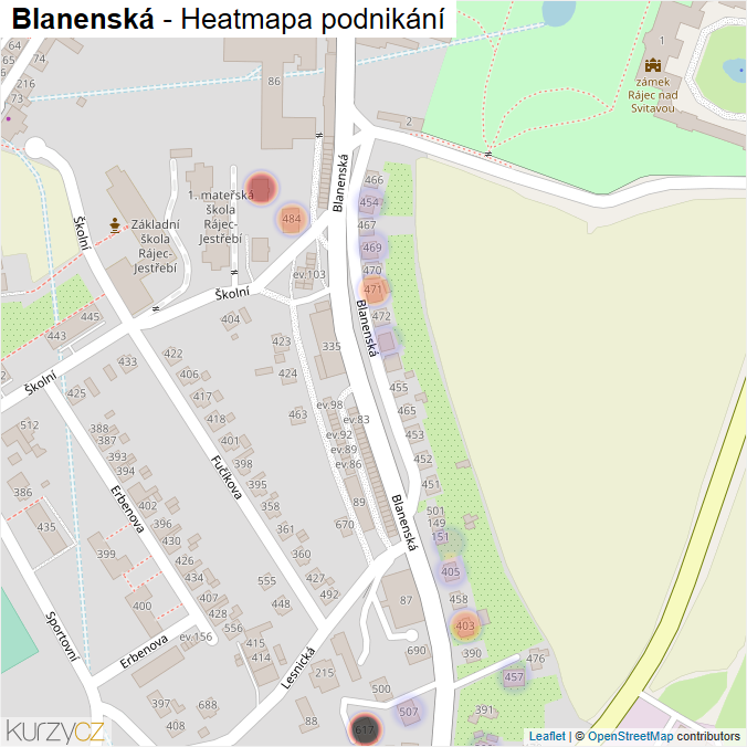 Mapa Blanenská - Firmy v ulici.