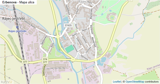 Erbenova - mapa ulice