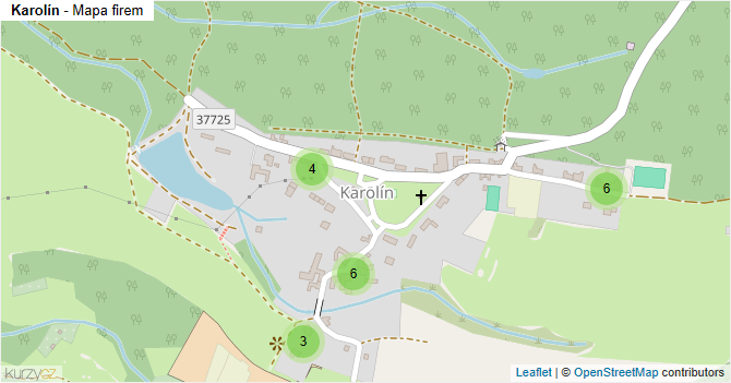 Karolín - mapa firem