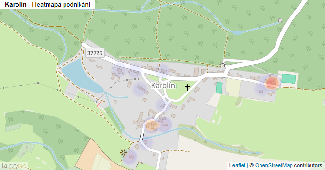 Karolín - mapa podnikání