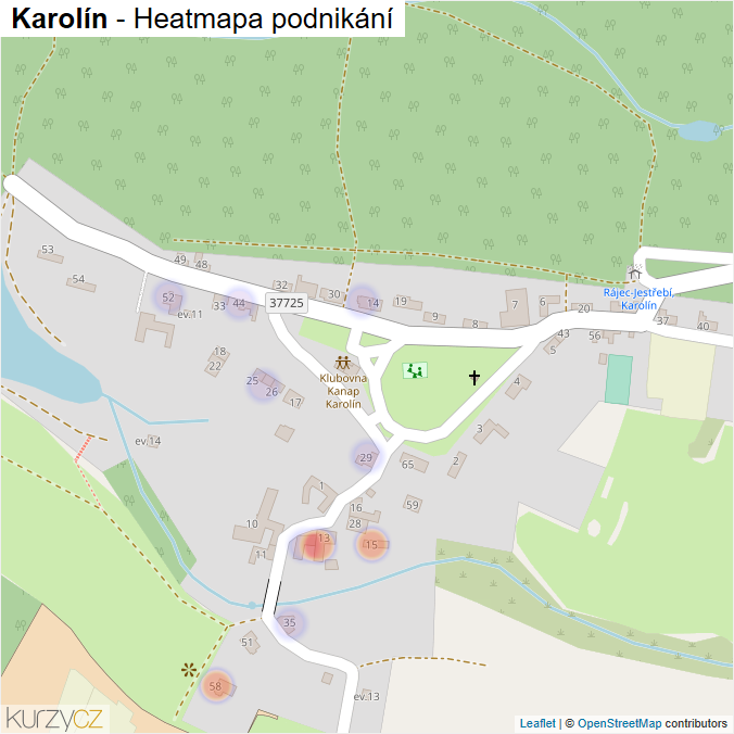 Mapa Karolín - Firmy v části obce.