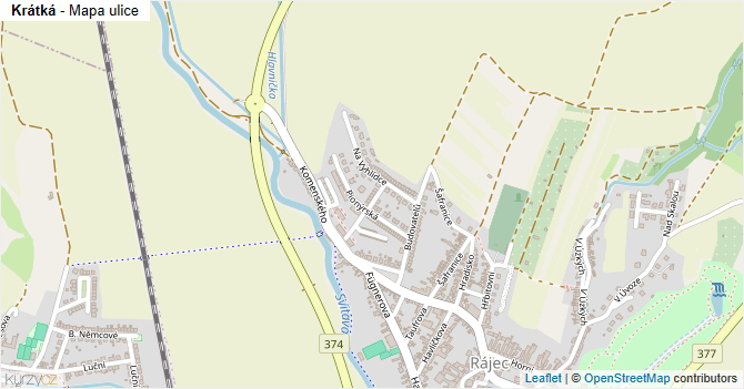 Krátká - mapa ulice