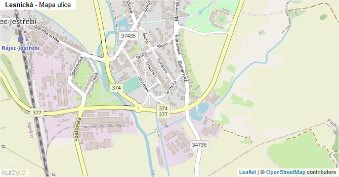 Lesnická - mapa ulice