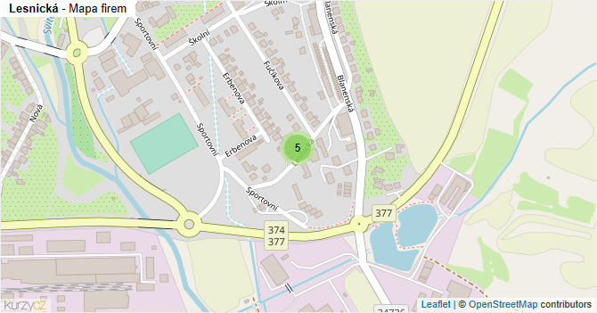 Lesnická - mapa firem