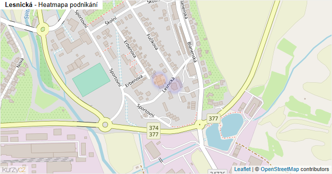 Lesnická - mapa podnikání