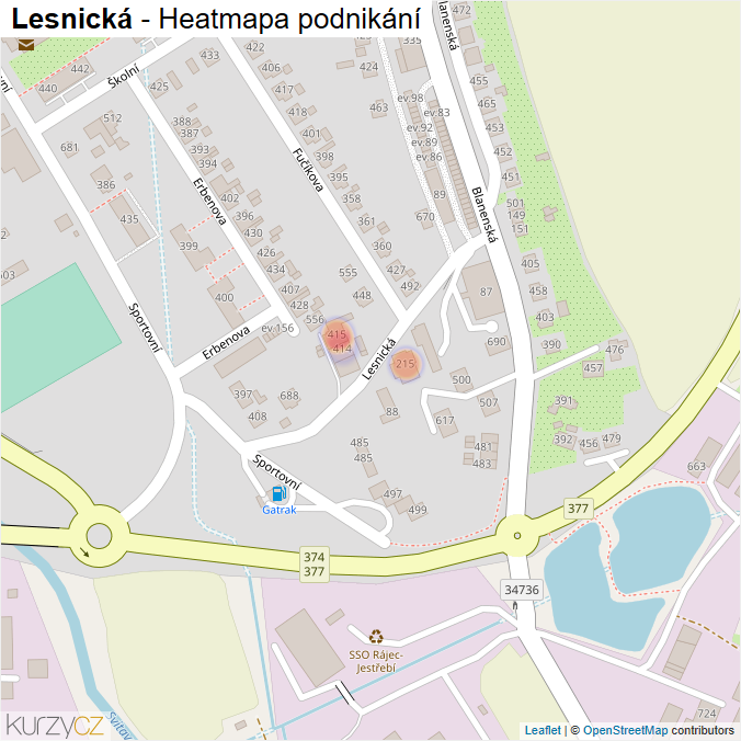 Mapa Lesnická - Firmy v ulici.