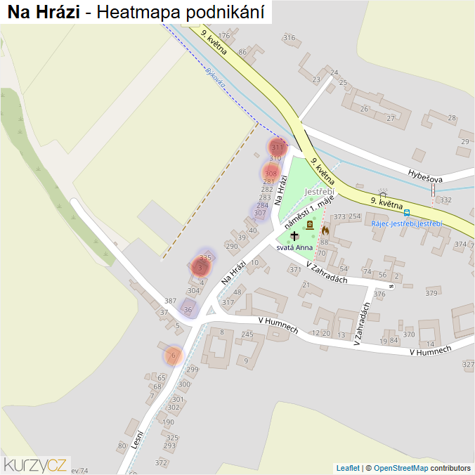 Mapa Na Hrázi - Firmy v ulici.