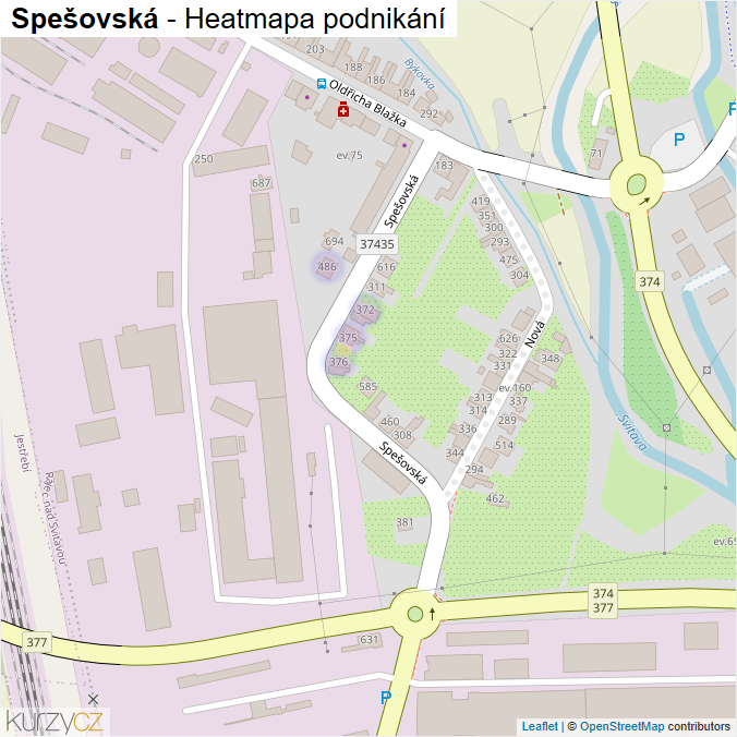Mapa Spešovská - Firmy v ulici.