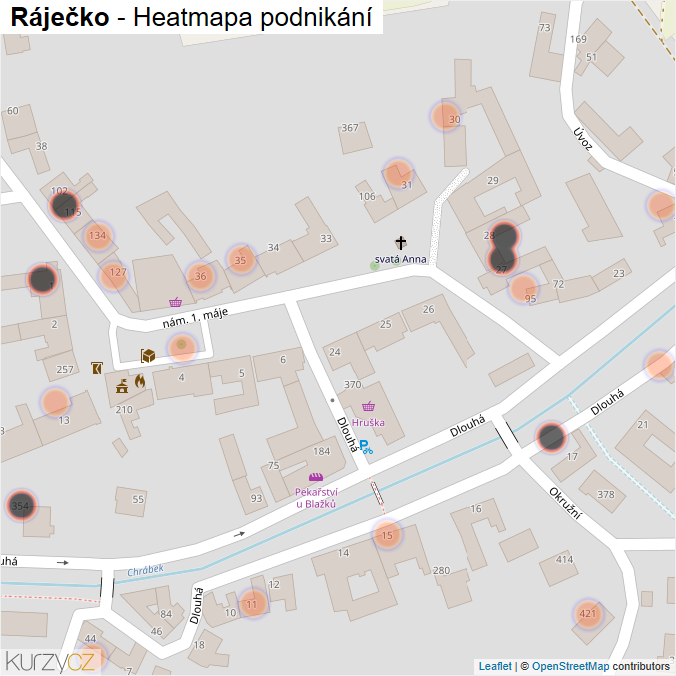 Mapa Ráječko - Firmy v obci.