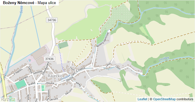 Boženy Němcové - mapa ulice