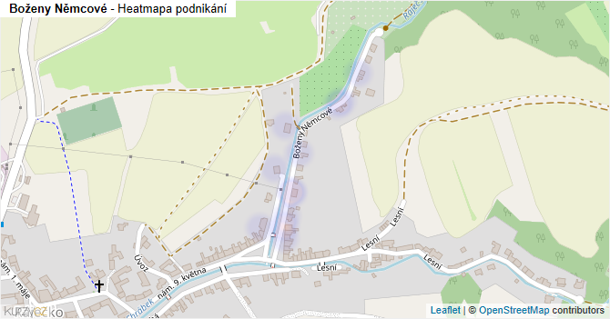 Boženy Němcové - mapa podnikání