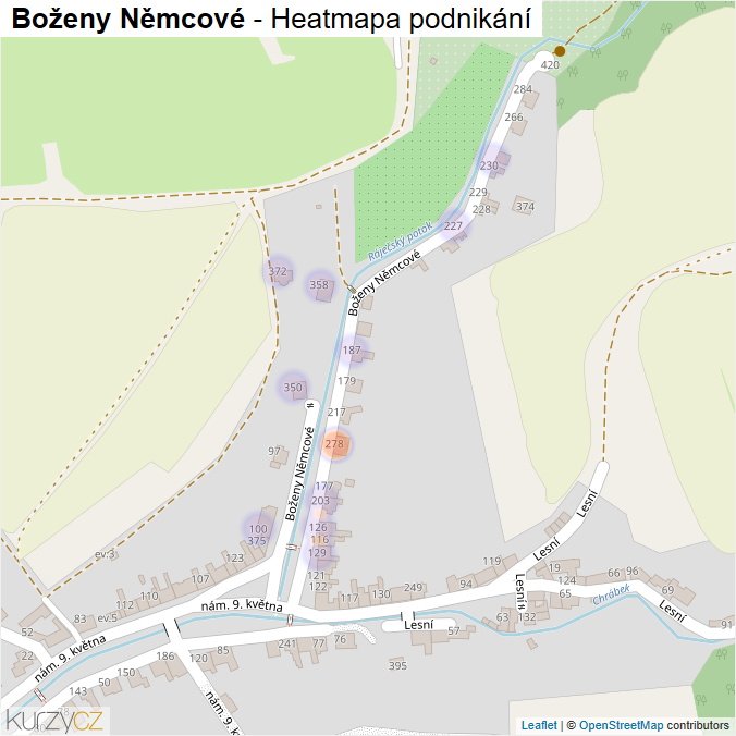 Mapa Boženy Němcové - Firmy v ulici.