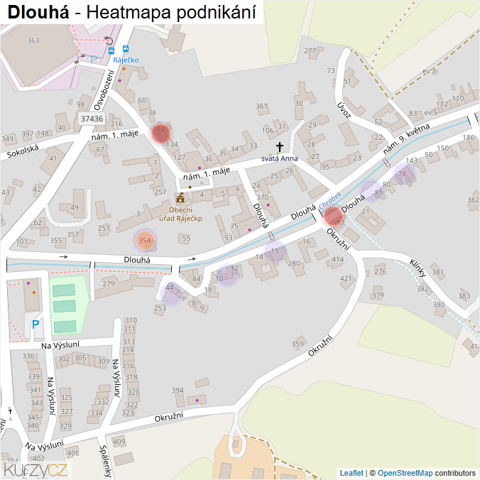 Mapa Dlouhá - Firmy v ulici.